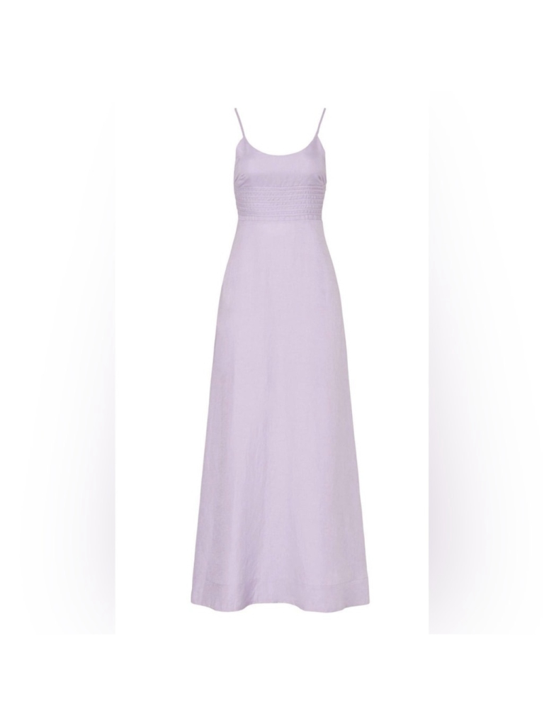 Jonathan Simkhai Prudence Pintuck Lilac Silk Maxi Dress Size M